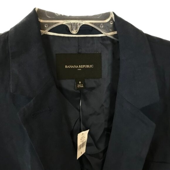 NWT Banana Republic Womens Size 8 Navy Pure Tencel Two-Button Blazer Jacket NEW - Picture 2 of 3